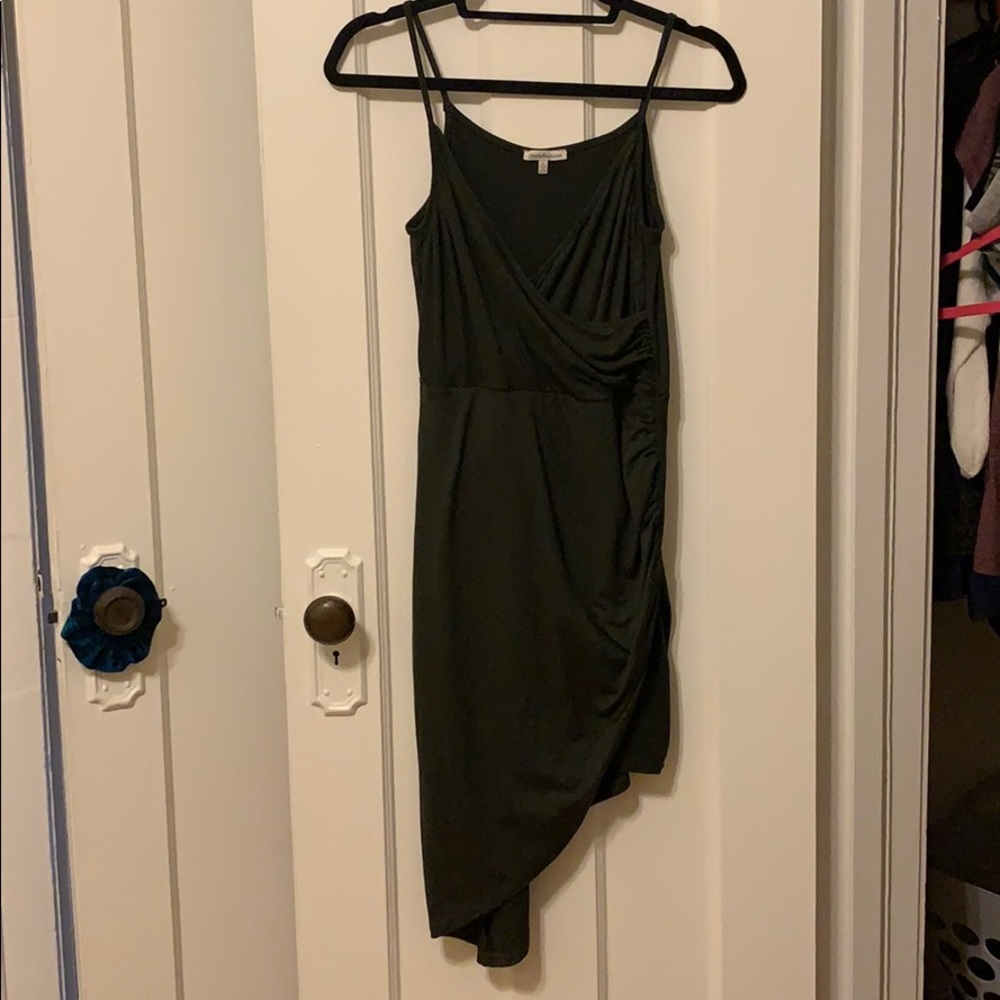 High low, green wrap dress